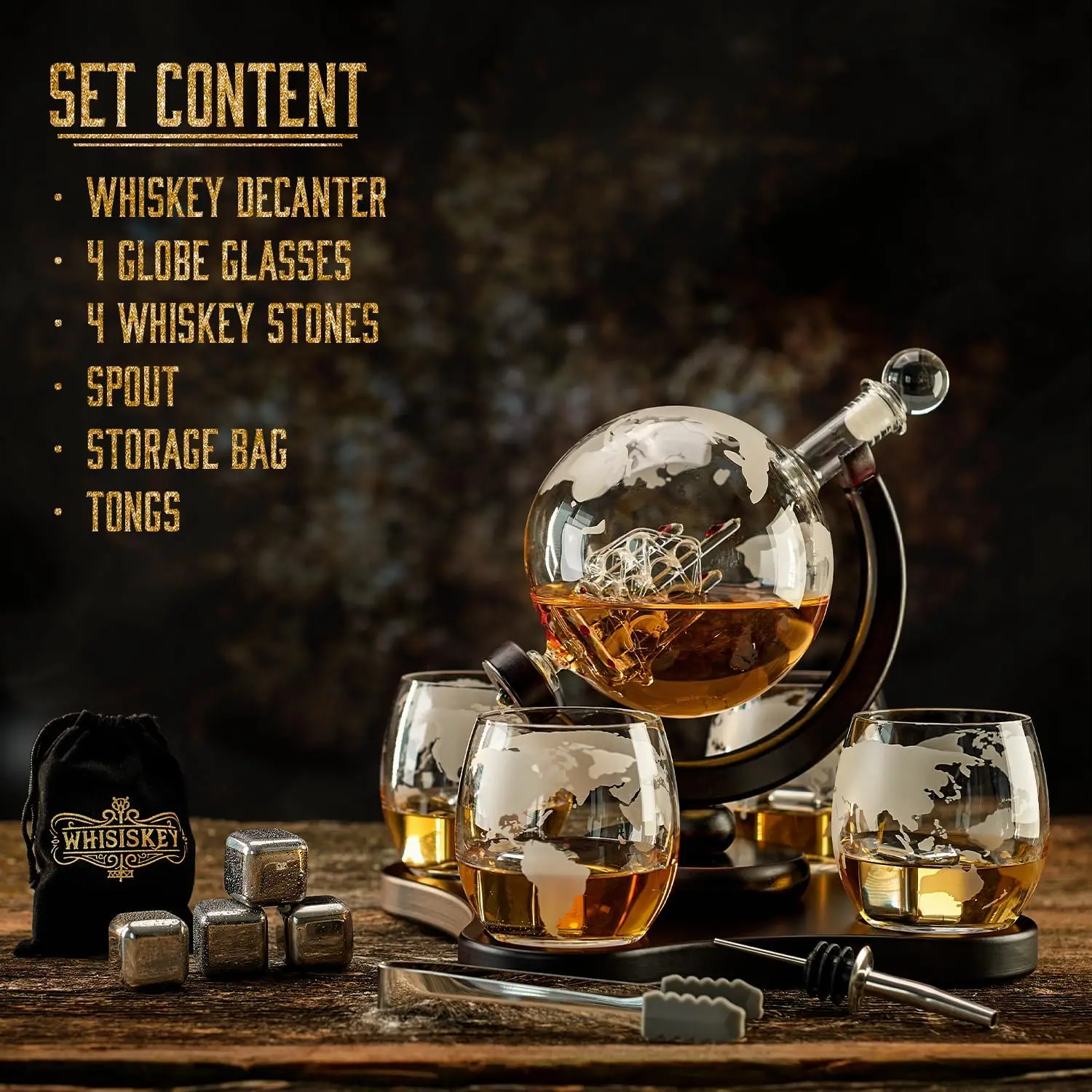Decanter Globe Set - NANCIHUI-Decantador De Vidro Criativo, Garrafa De