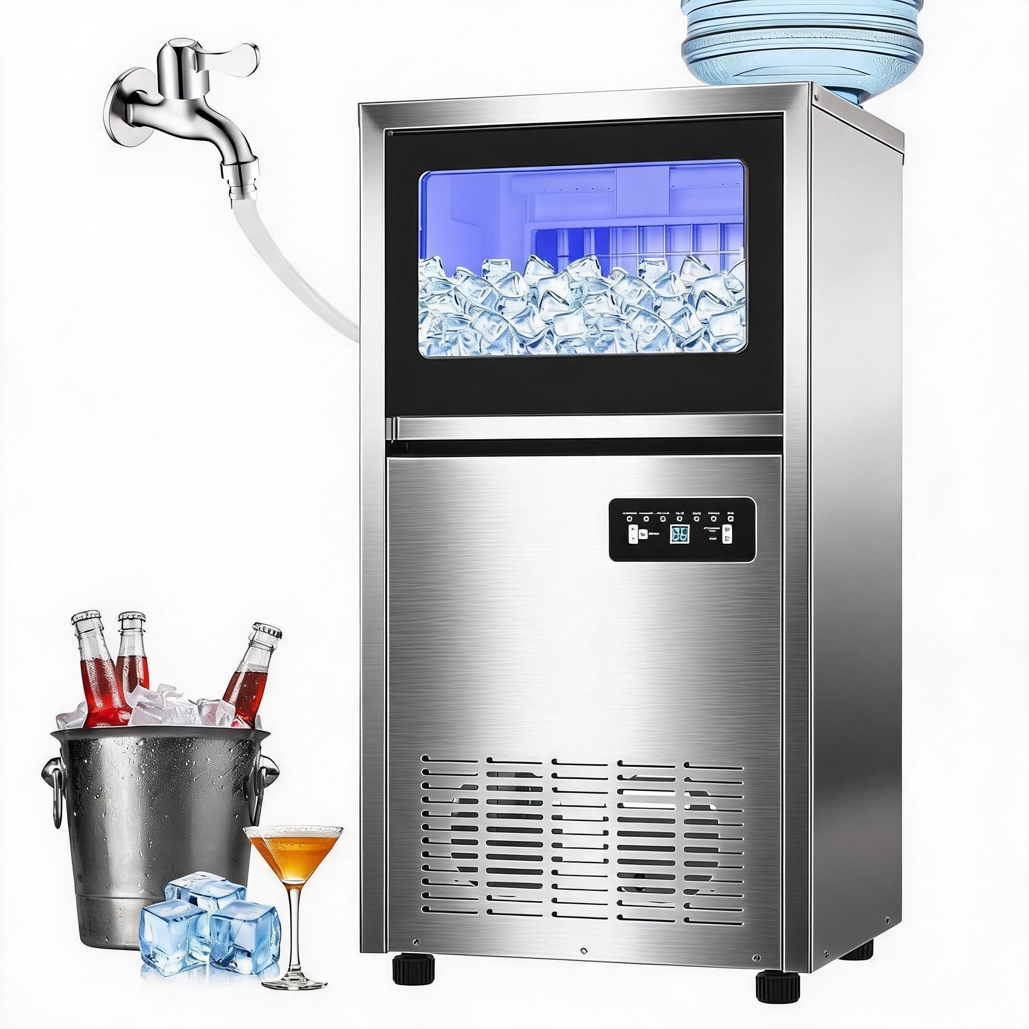 Home Bar And Counter - Máquina de Gelo Comercial 120lbs/24h, Capacidade