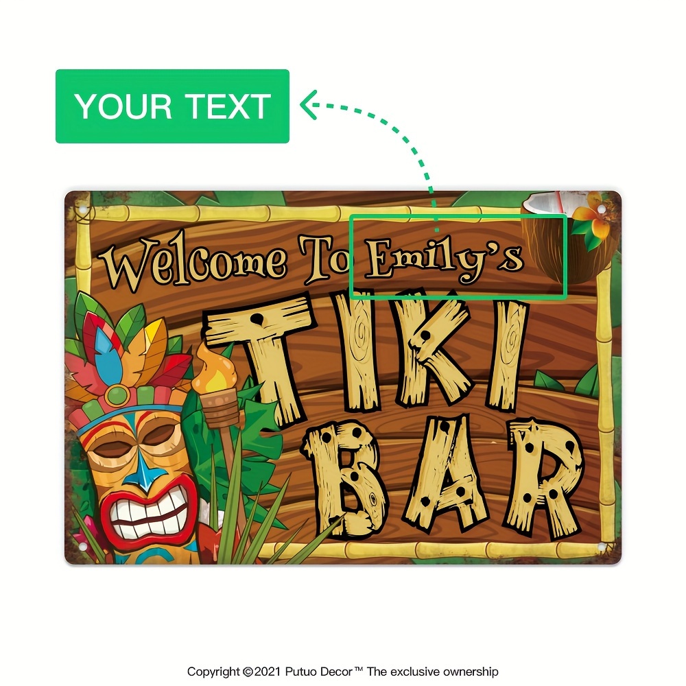 Home Bar And Kitchen - Placa Decorativa Personalizada para Bar Tiki,