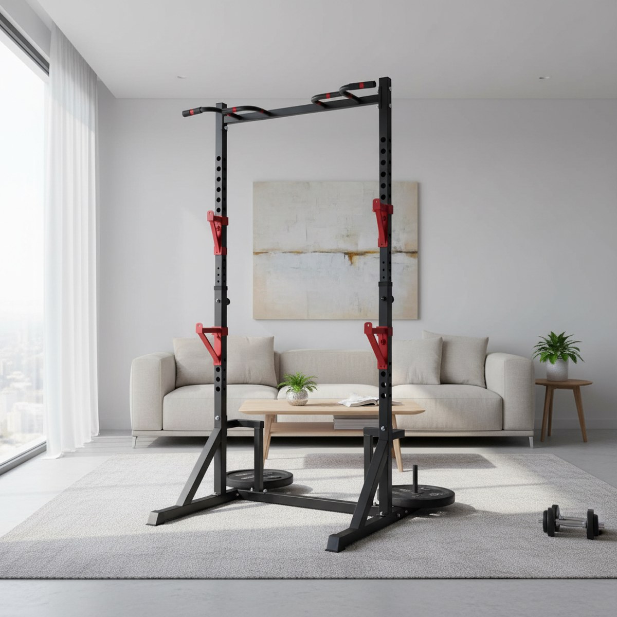 Rack de Força Ajustável com Ba - Home Bar Stand avaliação e preço