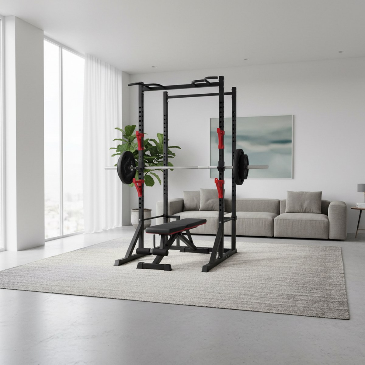 Rack de Força Ajustável com Ba - Home Bar Stand avaliação e preço