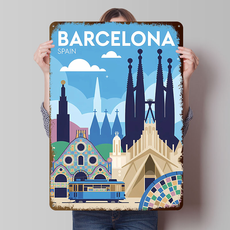 Pôster Metálico de Viagem Barc - Home Barcelona avaliação e preço