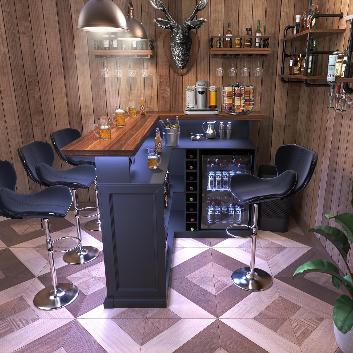 Armário de Bar em L para Casa  - Home Bar And Fridge avaliação e preço